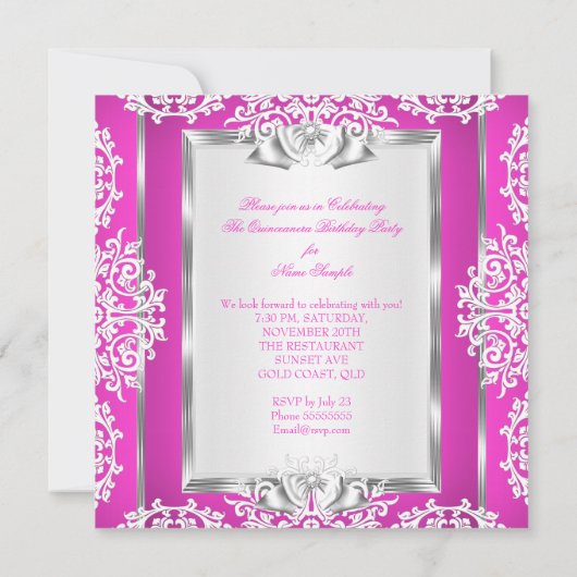 Quinceanera 15e verjaardag Magical Hot Pink Shoe Kaart (Achterkant)