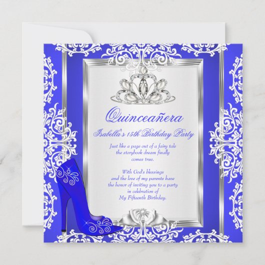 Quinceanera 15e verjaardag Magical Royal Blue Shoe Kaart (Voorkant)