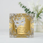 Quinceanera 15e verjaardag Masquerade Mask Gold Kaart (Staand voorkant)