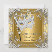 Quinceanera 15e verjaardag Masquerade Zilver Goud Kaart (Voorkant)