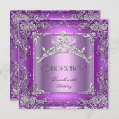 Quinceanera 15e verjaardag Paars 2 Kaart (Voorkant / Achterkant)