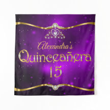 Quinceanera 15e verjaardag paars glitters goud