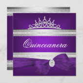 Quinceanera 15e verjaardag Paars Silver Diamond Kaart (Voorkant / Achterkant)