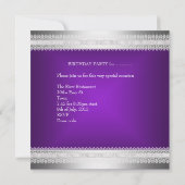 Quinceanera 15e verjaardag Paars Silver Diamond Kaart (Achterkant)