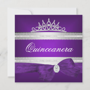 Quinceanera 15e verjaardag paars zilver diamant kaart
