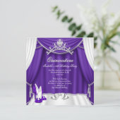 Quinceanera 15e verjaardag Paarse Heels Tiara Kaart (Staand voorkant)