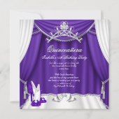 Quinceanera 15e verjaardag Paarse Heels Tiara Kaart (Voorkant)