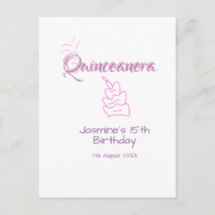 quinceanera 15e verjaardag paarse roze verjaardags briefkaart