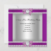 Quinceanera 15e verjaardag Paarse Tiara Kaart (Achterkant)