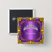 Quinceanera 15e verjaardag Paarse Tiara Vierkante Button 5,1 Cm (Voorkant /achterkant)