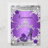 Quinceanera 15e verjaardag Paarse Zilver Kaart (Voorkant)