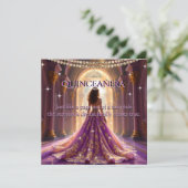 Quinceanera 15e Verjaardag Paleis Magenta Goud Kaart (Staand voorkant)