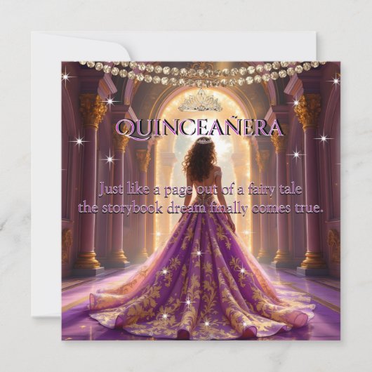 Quinceanera 15e Verjaardag Paleis Magenta Goud Kaart (Voorkant)