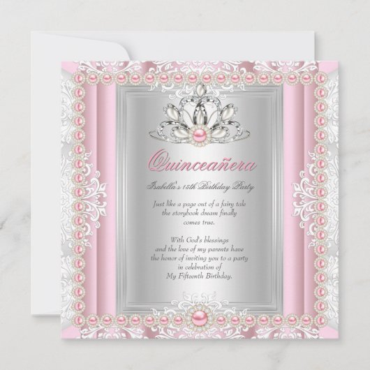 Quinceanera 15e verjaardag Parelroze Kaart (Voorkant)