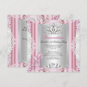 Quinceanera 15e verjaardag Partij Lichte Roze Scho Kaart (Voorkant / Achterkant)