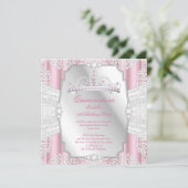 Quinceanera 15e verjaardag Partij lichtroze wit Kaart (Staand voorkant)