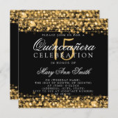 Quinceanera 15e verjaardag Party Sparkles Gold Kaart (Voorkant / Achterkant)