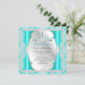 Quinceanera 15e verjaardag Pearl Blauwgroen Silver Kaart (Staand voorkant)