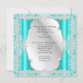 Quinceanera 15e verjaardag Pearl Blauwgroen Silver Kaart (Achterkant)