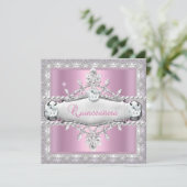 Quinceanera 15e verjaardag Pink Diamond Tiara Kaart (Staand voorkant)