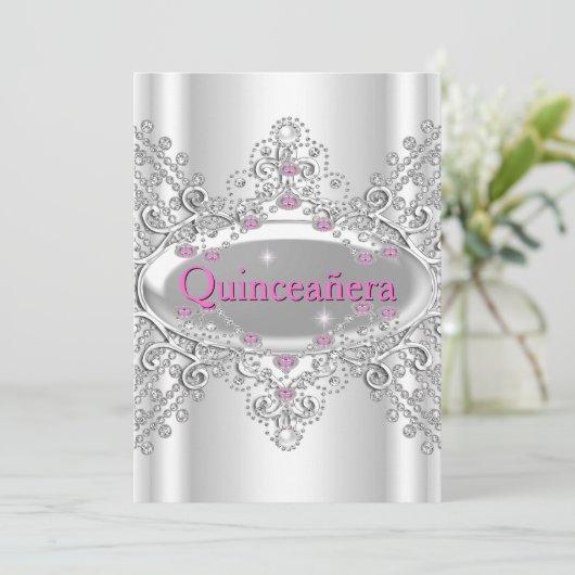 Quinceañera 15e verjaardag Pink Diamonds Kaart (Staand voorkant)