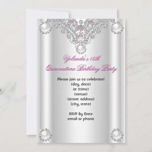 Quinceañera 15e verjaardag Pink Diamonds Kaart (Achterkant)