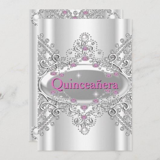 Quinceañera 15e verjaardag Pink Diamonds Kaart (Voorkant / Achterkant)