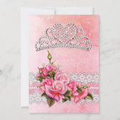 Quinceanera 15e verjaardag Pink Roses Tiara Kaart (Achterkant)