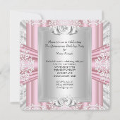 Quinceanera 15e verjaardag Pink Silver Tiara Kaart (Achterkant)