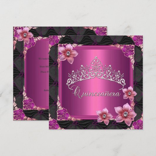 Quinceanera 15e verjaardag Pink Tiara Button Kaart (Voorkant / Achterkant)