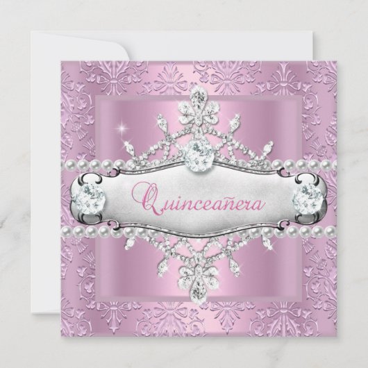 Quinceanera 15e verjaardag Pink Tiara Kaart (Voorkant)