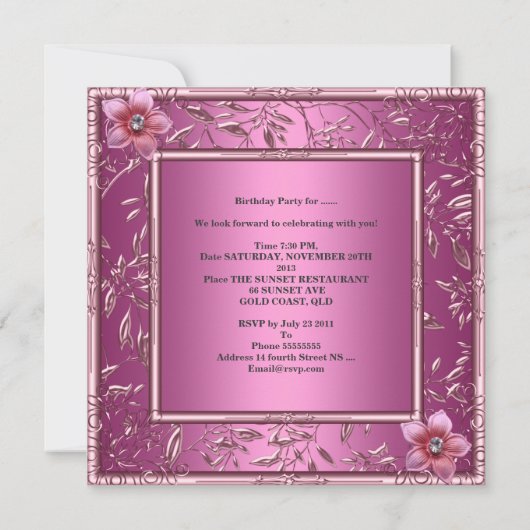 Quinceanera 15e verjaardag Pink Tiara Pink Kaart (Achterkant)