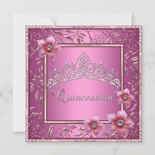 Quinceanera 15e verjaardag Pink Tiara Pink Kaart (Voorkant)