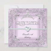Quinceanera 15e verjaardag Pink Tiara Silver Kaart (Voorkant)