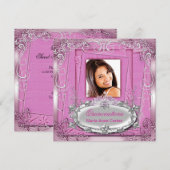 Quinceañera 15e verjaardag Pink White Silver Tiara Kaart (Voorkant / Achterkant)