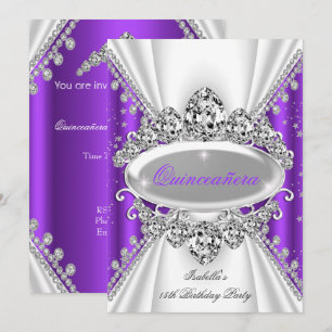 Quinceanera 15e verjaardag Prinses Paarse Tiara Kaart