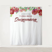 Quinceanera 15e verjaardag rode rozen foto achterg wandkleed (Voorkant)