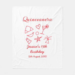Quinceanera 15e verjaardag rode strandfeest boom z fleece deken