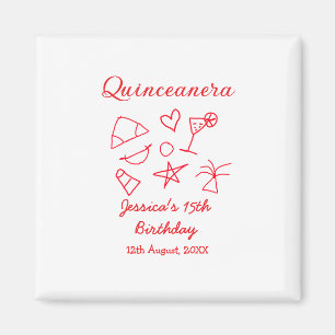 Quinceanera 15e verjaardag rode strandfeest boom z magneet