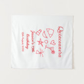 Quinceanera 15e verjaardag rode strandfeest boom z wandkleed (Voorkant (horizontaal))