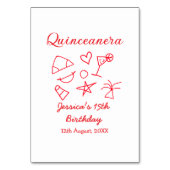 Quinceanera 15e verjaardag rood strand party boom kaart (Achterkant)