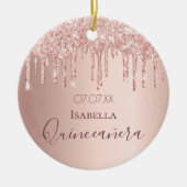 Quinceanera 15e verjaardag roos goud glitter roze keramisch ornament (Voorkant)