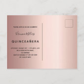 Quinceanera 15e verjaardag roos goud glitter roze uitnodiging briefkaart (Achterkant)