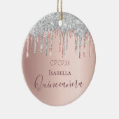 Quinceanera 15e verjaardag roos goud glitter zilve keramisch ornament (Rechts)