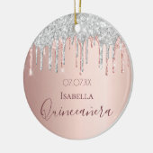 Quinceanera 15e verjaardag roos goud glitter zilve keramisch ornament (Links)