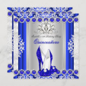 Quinceanera 15e verjaardag Royal Blue Heels Kaart (Voorkant / Achterkant)