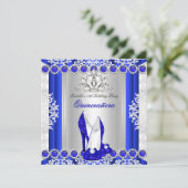 Quinceanera 15e verjaardag Royal Blue Heels Kaart (Staand voorkant)