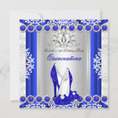 Quinceanera 15e verjaardag Royal Blue Heels Kaart (Voorkant)