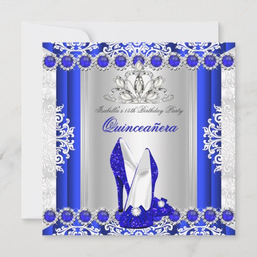 Quinceanera 15e verjaardag Royal Blue Heels Kaart (Voorkant)