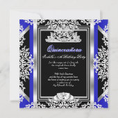 Quinceanera 15e verjaardag Royal Blue Silver Black Kaart (Voorkant)